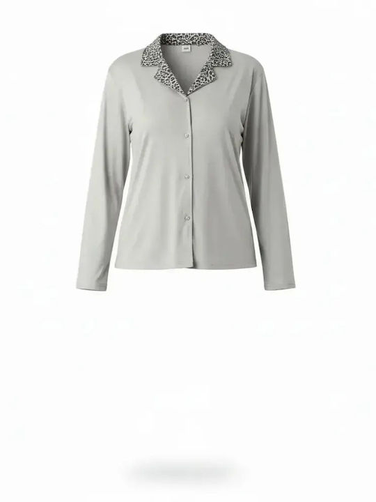 Mihra Winter Damen Schlafanzug Set Grau