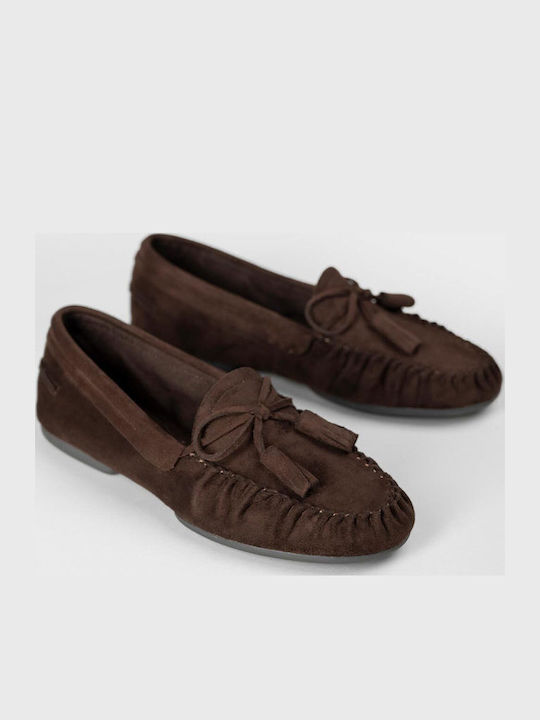 Suede Damen Mokassins in Braune Farbe