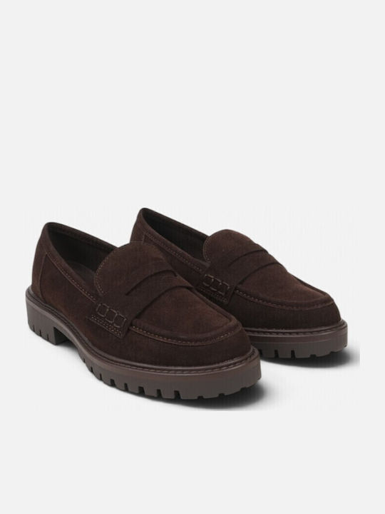 Suede Damen Mokassins in Braune Farbe