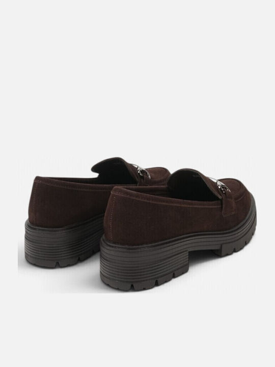 Suede Damen Mokassins in Braun Farbe