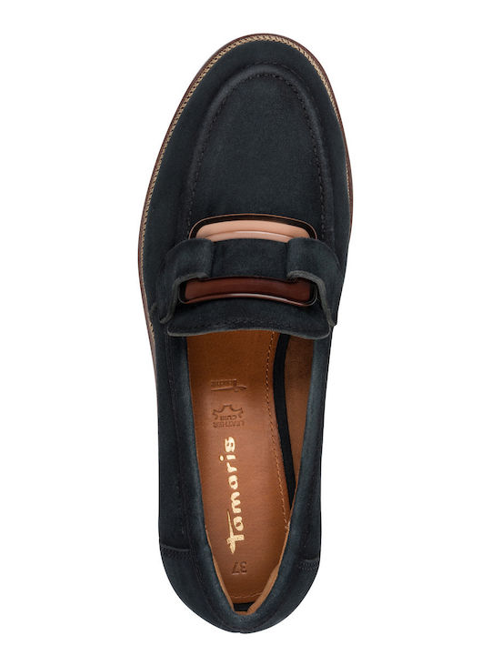 Leder Damen Mokassins in Blau Farbe