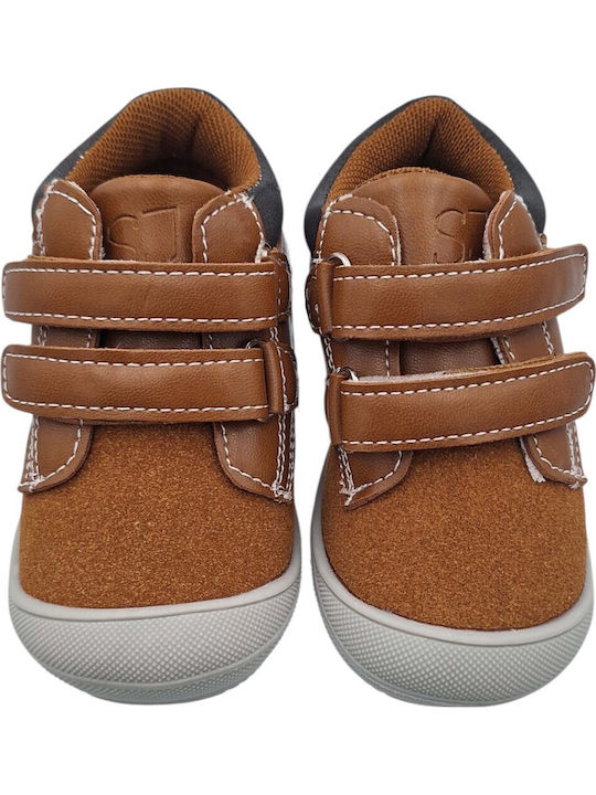 Kids Sneakers High Anatomic with Hoop & Loop Closure Tabac Brown