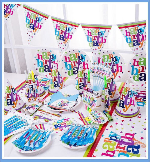 Set 6 Farfurii De Unică Folosință Flippy Happy Birthday Imprimat Carton 23 Cm Diametru Multicolor