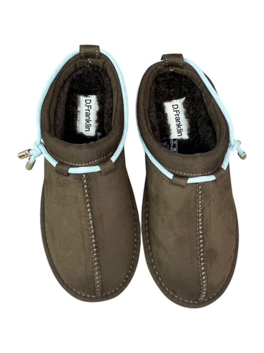 Nordic Damen Hausschuhe Stiefeletten mit Pelz Braune