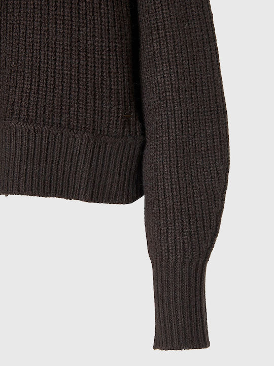 Women's Knitted Cardigan with Buttons Brown FBL014-118-09-Bitter-Chocolate