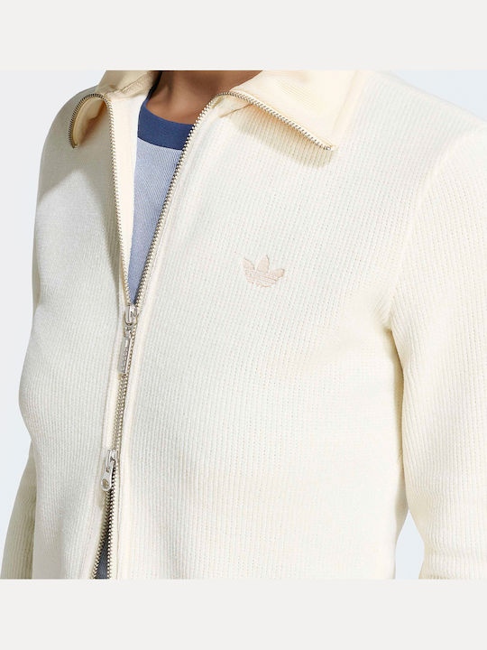 Women's Knitted Cardigan with Zipper Beige