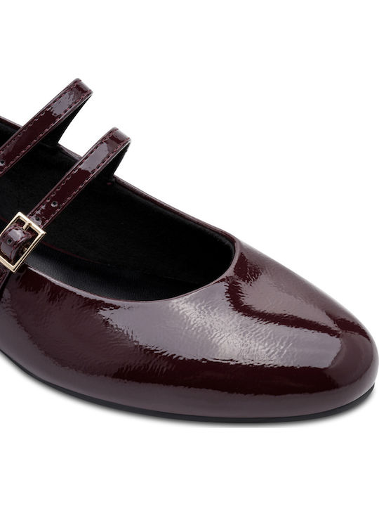 Women's Ballerina Shoes in Burgundy Patent Leather