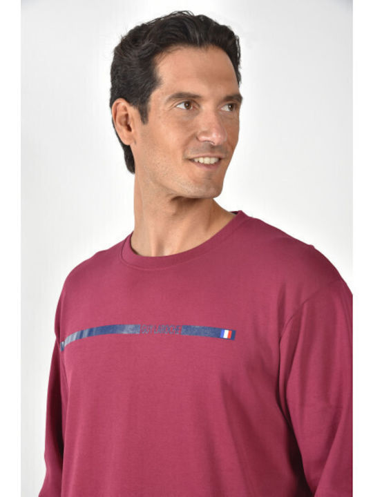 Guy Laroche Pijama de Iarnă pentru Bărbați Burgundy Guy Laroche Pijama de Iarnă pentru Bărbați Burgundy