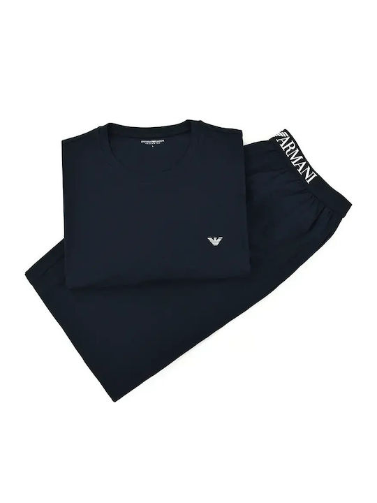 Emporio Armani Winter Herrenpyjama Blau