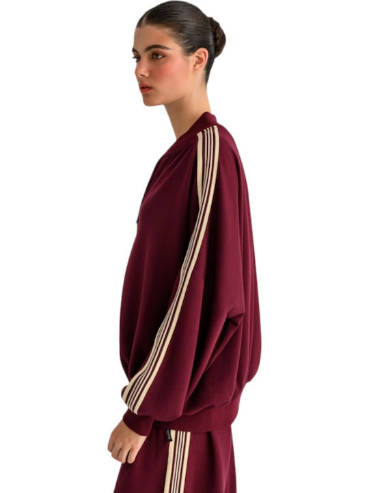 Damen Sweatshirt Burgundische Lange Strickjacke