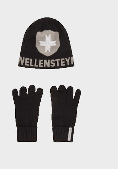 Unisex Set with Knitted Beanie in Black Colour