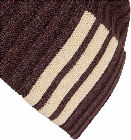 3-stripes Beanie Men's Knitted Beanie in Brown Colour
