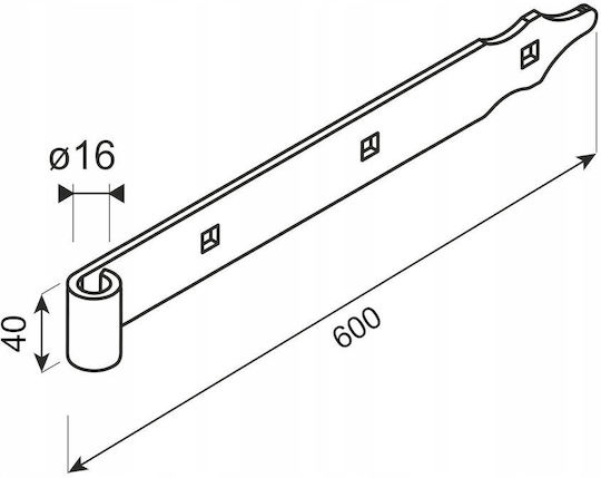 Domax Hinge Section 82082 600x40/5.0 16mm Bla