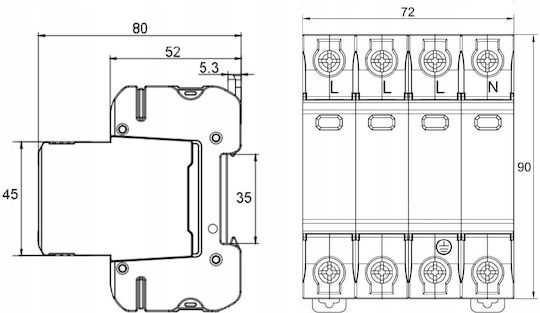 Elektro Plast Мълниезащитен Панел Четириполюсен Максимален Разряден Ток 12.5kA