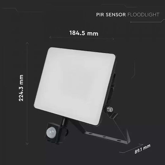 V-TAC Στεγανός Προβολέας LED 30W Φυσικό Λευκό 4000K με Αισθητήρα Κίνησης IP65