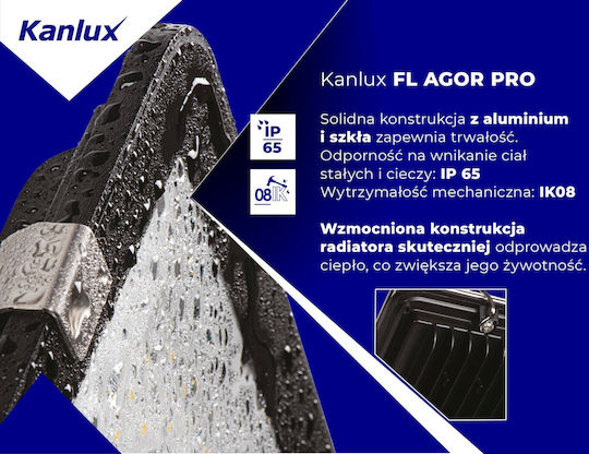 Kanlux Pro Wasserdichter LED Flutlichter 100W Natürliches Weiß 4000K IP65