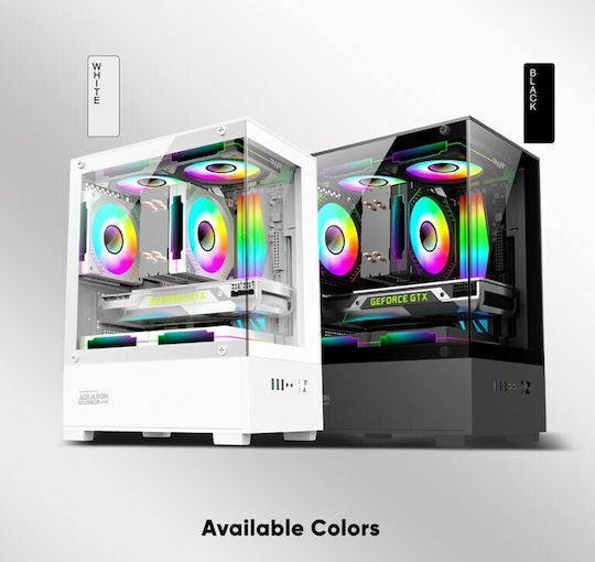 Armaggeddon Aquaron Duplex One Gaming Micro Tower Κουτί Υπολογιστή με Πλαϊνό Παράθυρο Λευκό