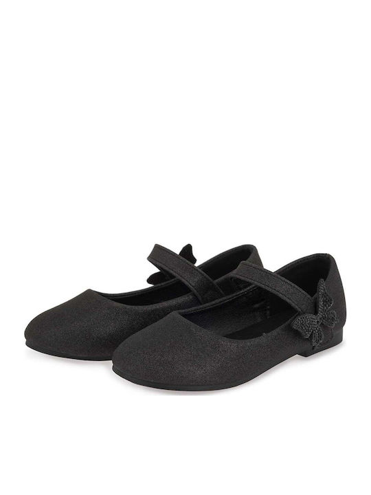 Kids Ballerinas with Hook & Loop Closure Black