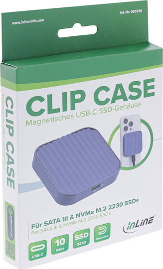 InLine Festplattengehäuse Für M.2 SATA III / PCI-Express NVME Mit SATA Serial USB 3.2 Type-C In Grau Farbe