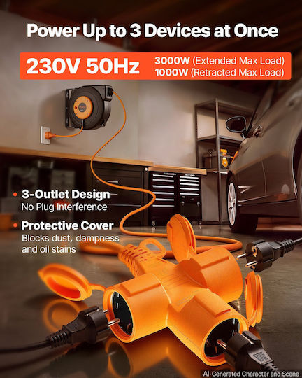 Vevor Extension Cord Reel with Cable 15m