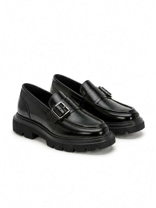 Loafers Din Piele Pentru Bărbați În Culoare Neagră
