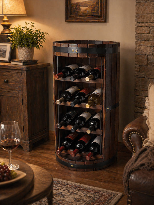 Raft Cu Picioare pentru Vin din Lemn pentru 12 Sticle Maro 36x36x63cm