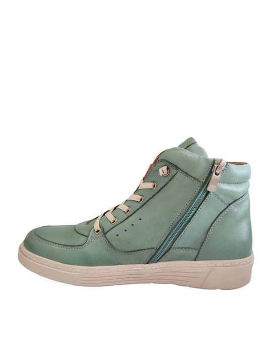 Leather Women's Ankle Boots Green