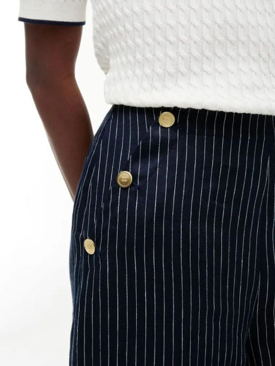 Women's Linen Striped Pin Stripe Navy