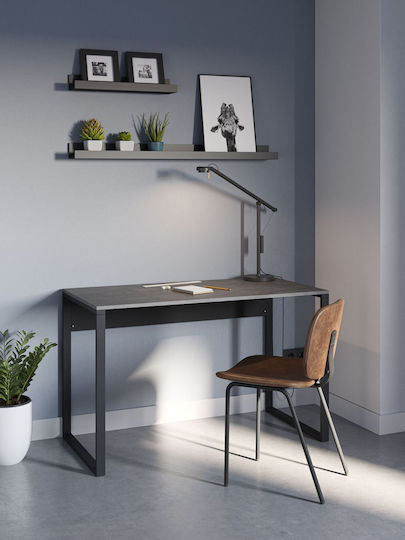 Wooden Desk Grey-Black with Metal Legs 100x60x75cm