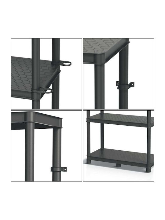 Außenregal Kunststoff mit 4 Regalen Schwarze 58x28x131.5cm