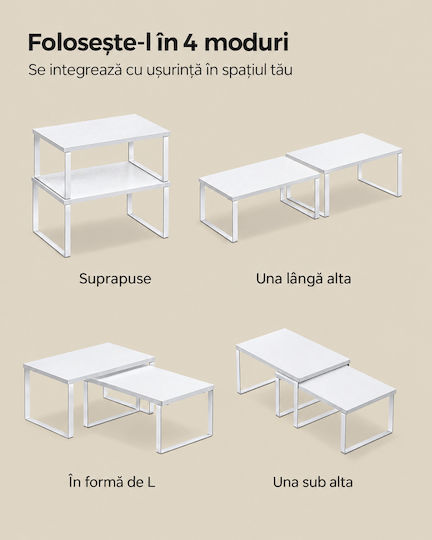 Songmics Bază de masă metalică albă