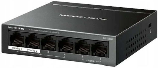 Mercusys MS106GP L2 PoE Switch mit 6 Gigabit (1Gbps) Ethernet-Ports