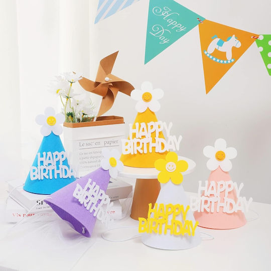 Set 3 Pălării De Petrecere Happy Birthday Flippy Temă De Ziua De Naștere Spumă Floare Multicoloră
