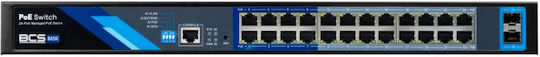 BCS BCS-B-SP24G-2SFP-M Управляем Превключвател L2 PoE+ с 24 Ethernet Порта и 2 SFP Порта