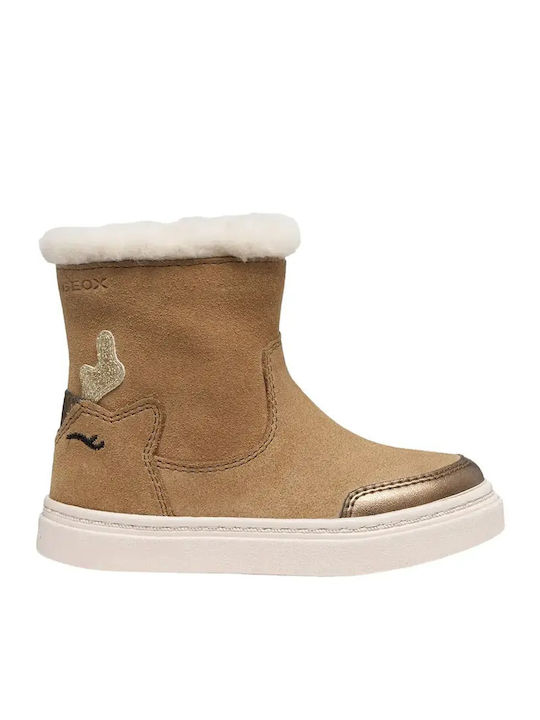 Nashik Suede Kids Ankle Boots with Zipper Beige