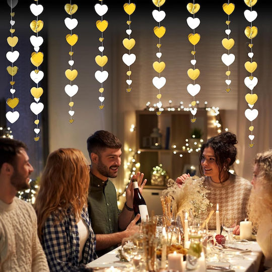 Banner Inimă Flippy Fringe Stil 4 M Inclus Rulou Ață Auriu Alb