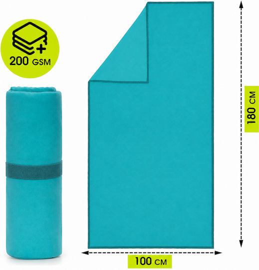 Prosop Din Microfibră Pentru Corp 200gr/m² Cu Husă Albastru 180x100cm