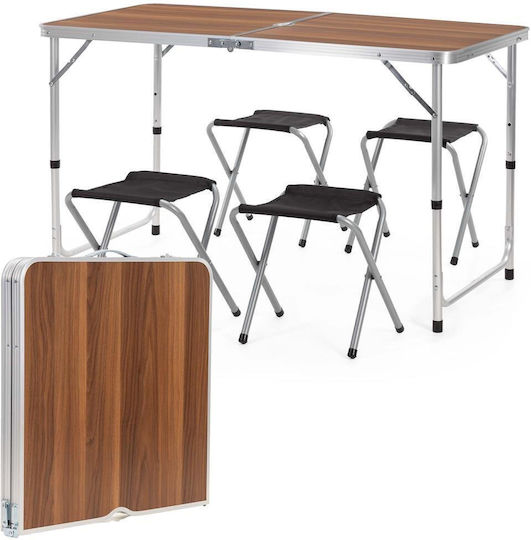 Set Masă Din Aluminiu Pentru Camping Pliabil În Valiză 120x60x71cm Argintiu