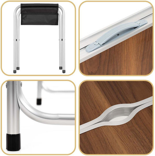 Set Masă Din Aluminiu Pentru Camping Pliabil În Valiză 120x60x71cm Argintiu