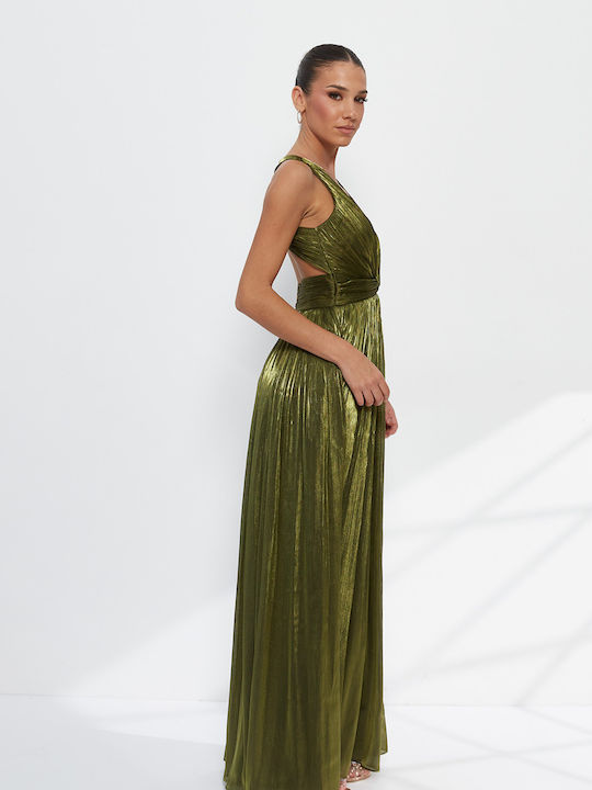 Maxi Abendkleid Off-Shoulder Khaki