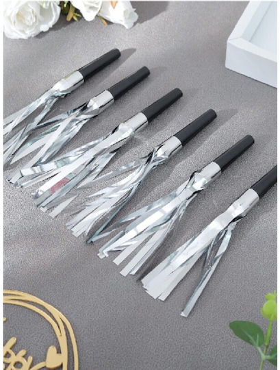 Set 6 Fluierături cu ciucuri Flippy Plastic Argintii
