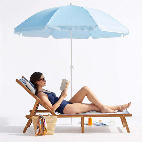 Σπαστή Ομπρέλα Θαλάσσης Διαμέτρου 1.6m με UV Προστασία Μπλε