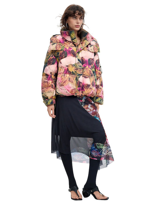 Short Women's Puffer Jacket for Winter Multi