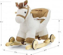 Milly Mally Polly Wooden Rocking Horse Toy with Sounds for Weight up to 30kg White