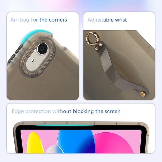 Silikon Hülle Armband Handgelenk Halbdurchsichtig Grau Apple iPad 10,9" (2022) / iPad 11" (2025)