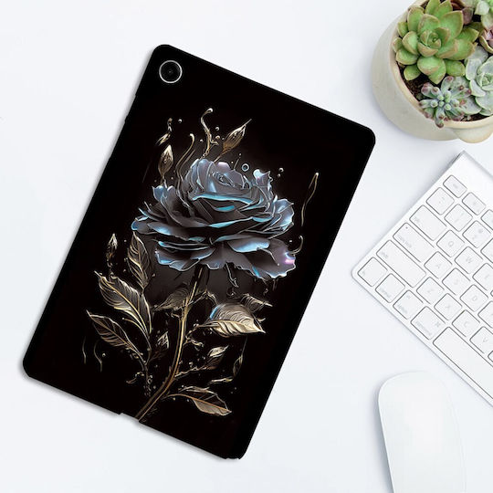 Silikon Hülle Schwarz Rose Samsung Galaxy Tab A9+/Tab A11+