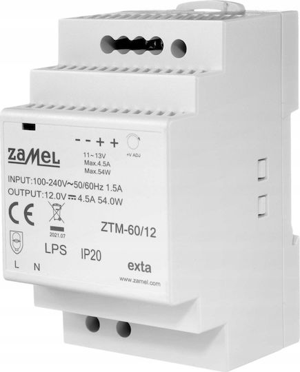 Zamel Sursă De Alimentare Din Rail Cu Ieșire 12V Și Putere 60W