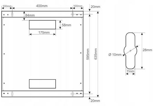 Pulsar Επιτοίχια Καμπίνα Rack 12U 60x45cm Γκρι