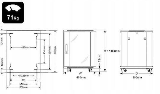 Pulsar Boden Rack-Schränke 27U 60x80x138,8cm