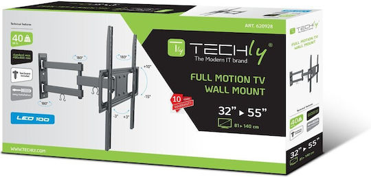 Techly Suport TV de perete până la 55" și 35 kg Argintiu